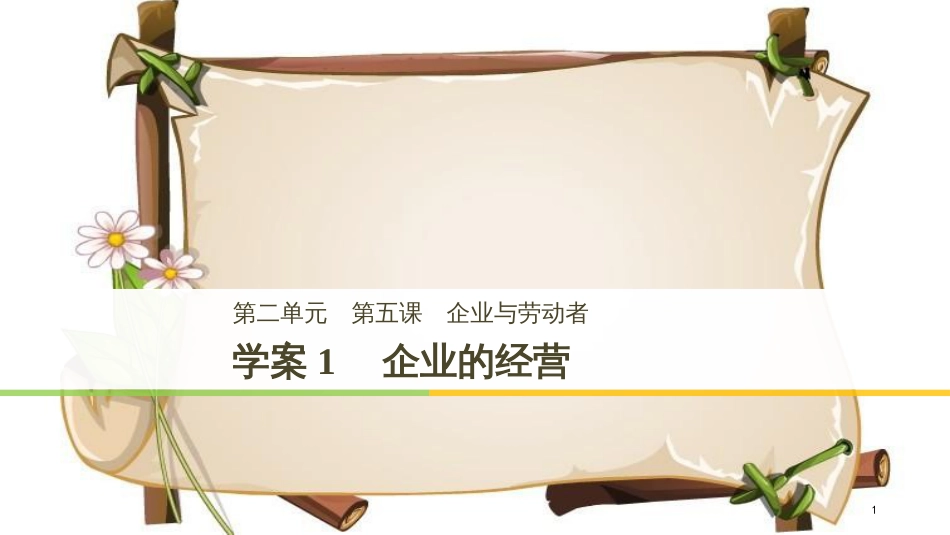 （全国通用版）高中政治 第二单元 生产、劳动与经 第五课 企业与劳动者 1 企业的经营课件 新人教版必修1_第1页
