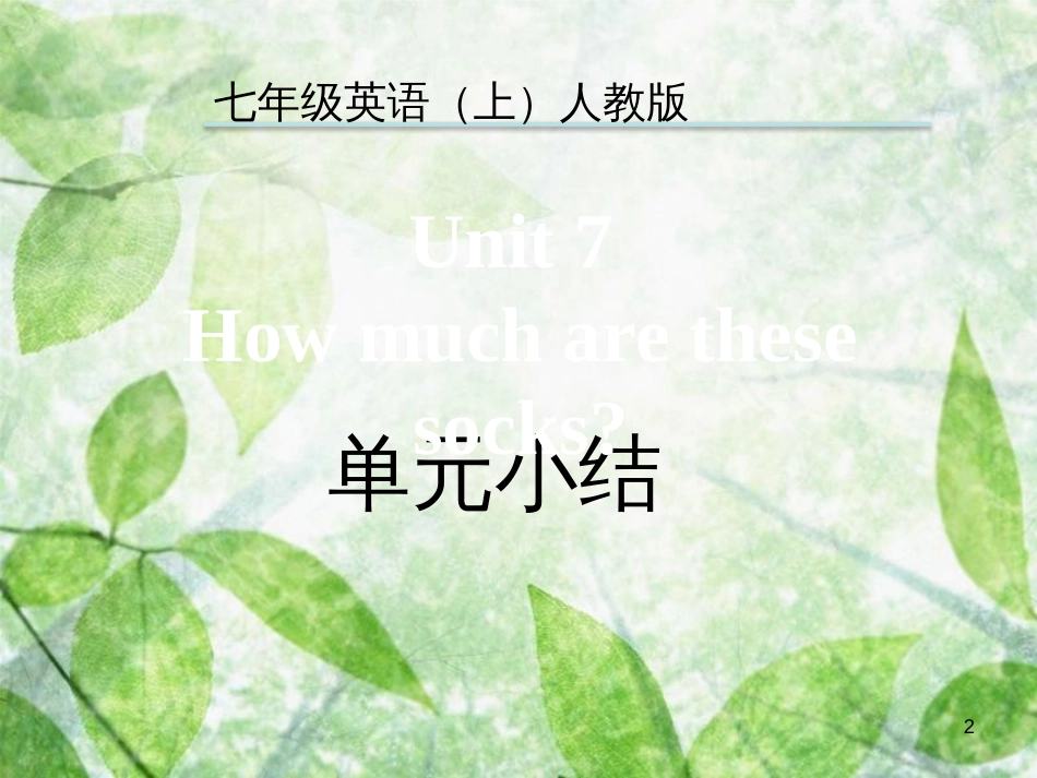 七年级英语上册 Unit 7 How much are these socks单元小结优质课件 （新版）人教新目标版_第2页