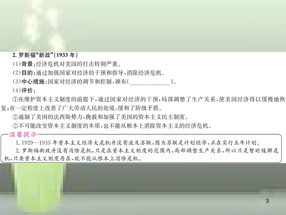 中考历史 基础复习 九年级部分 世界现代史 第二十二讲 资本主义经济危机和第二次世界大战优质课件_第3页