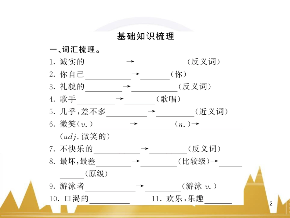 九年级英语上册 Module 11 Photos基础梳理课件 （新版）外研版 (734)_第2页