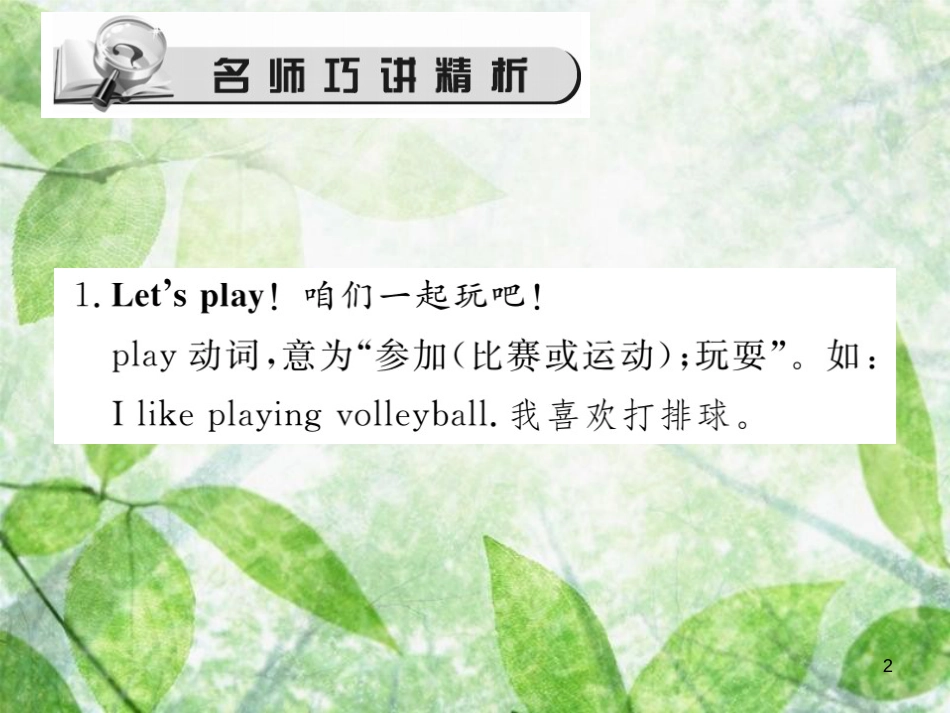 七年级英语上册 Unit 5 Do you have a soccer ball（第2课时）Section A（Grammar Focus-3c）习题优质课件 （新版）人教新目标版_第2页