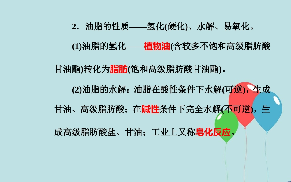 高中化学学业水平测试复习 第七章 有机化合物 专题十五 乙醇、乙酸、基本营养物质 考点2 油脂、糖类、蛋白质的组成、性质及其重要应用课件课件_第3页