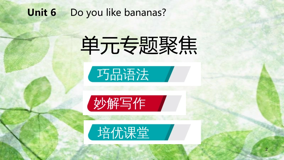 七年级英语上册 Unit 6 Do you like bananas单元专题聚焦优质课件 （新版）人教新目标版_第2页