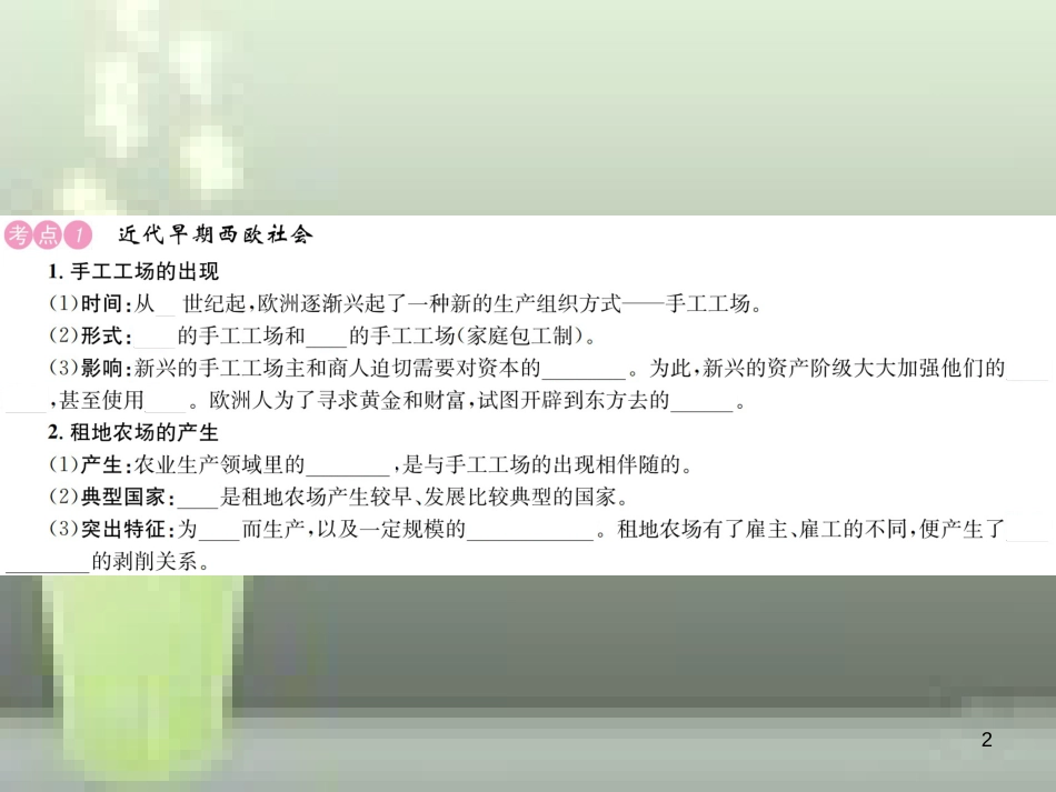 中考历史 基础复习 九年级部分 世界近代史 第十六讲 近代早期期的西欧、欧美主要国家的资产阶级革命优质课件_第2页