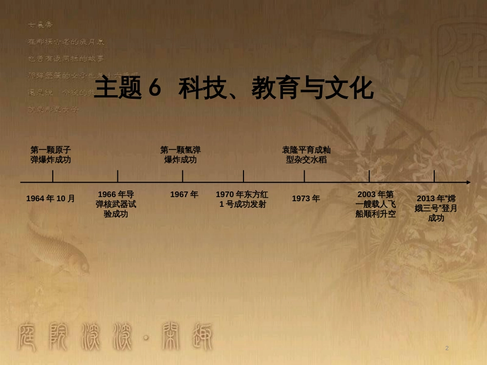 中考历史 主题6 科技、教育与文化复习课件_第2页