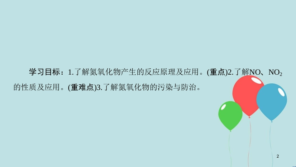 高中化学 专题4 硫、氮和可持续发展 第2单元 生产生活中的含氮化合物 第1课时 氮氧化物的产生及转化课件 苏教版必修1_第2页