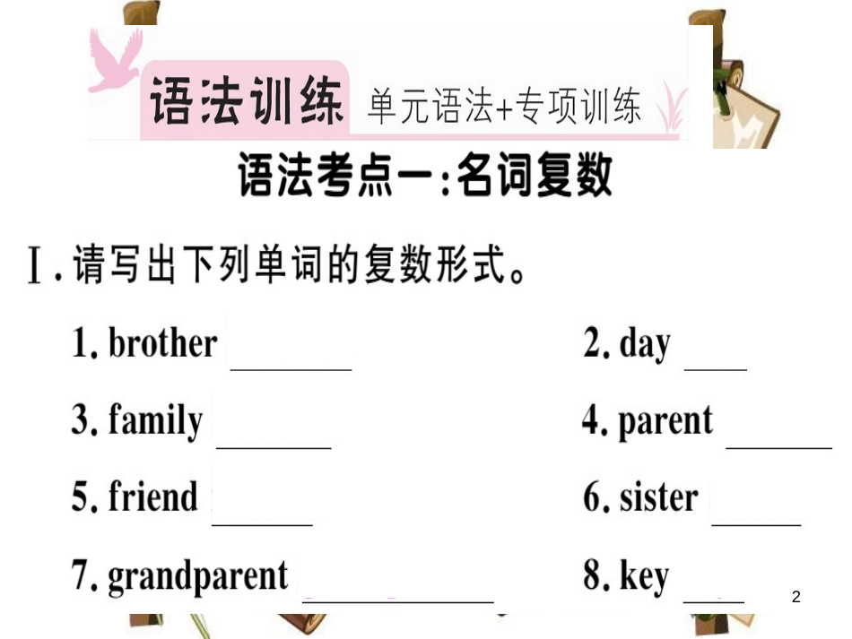 （安徽专版）七年级英语上册 Unit 2 This is my sister语法专项习题讲评课件 （新版）人教新目标版_第2页