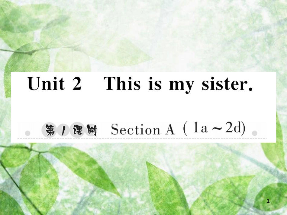 七年级英语上册 Unit 2 This is my sister（第1课时）Section A（1a-2d）习题优质课件 （新版）人教新目标版_第1页