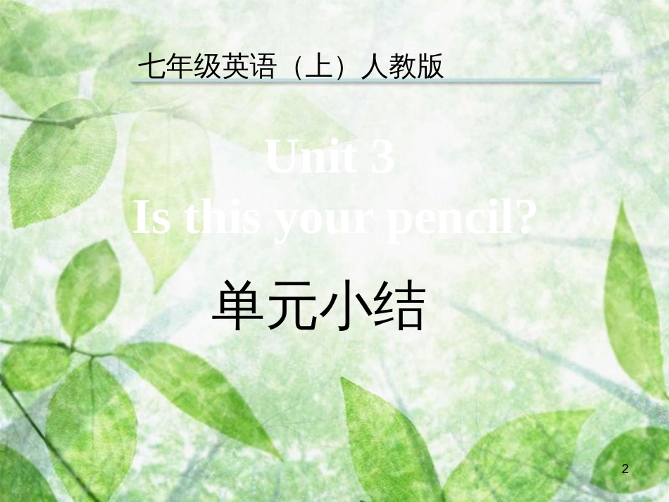 七年级英语上册 Unit 3 Is this your pencil单元小结优质课件 （新版）人教新目标版_第2页