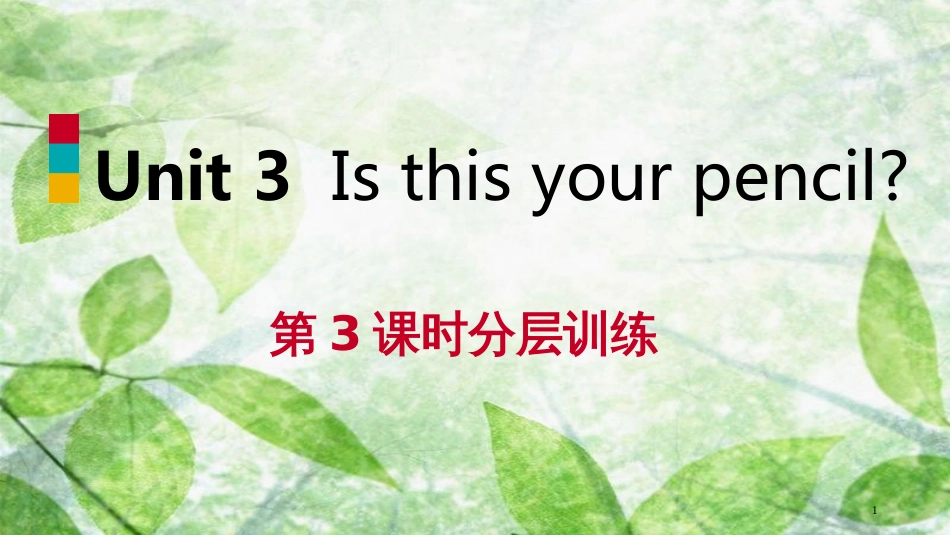 七年级英语上册 Unit 3 Is this your pencil（第3课时）分层训练优质课件 （新版）人教新目标版_第1页