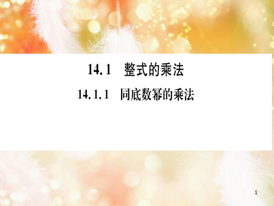 八年级数学上册 第十四章 整式的乘法与因式分解 14.1 整式的乘法 14.1.1 同底数幂的乘法习题讲评课件 （新版）新人教版_第1页