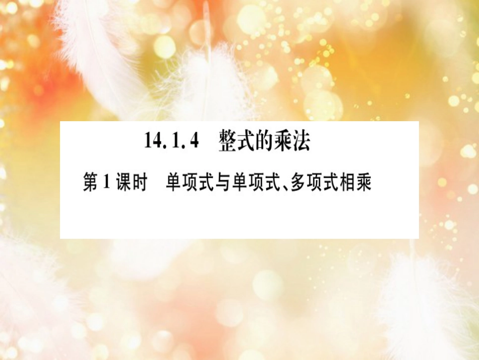 八年级数学上册 第十四章 整式的乘法与因式分解 14.1 整式的乘法 14.1.4 整式的乘法 第1课时 单项式与单项式、多项式相乘习题讲评课件 （新版）新人教版_第1页