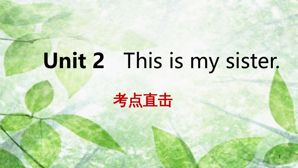 七年级英语上册 Unit 2 This is my sister Section A考点直击优质课件 （新版）人教新目标版_第1页