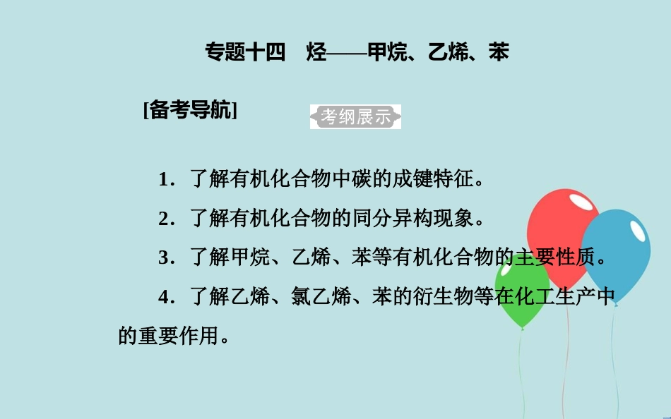 高中化学学业水平测试复习 第七章 有机化合物 专题十四 烃——甲烷、乙烯、苯 考点1 有机物的结构特点 甲烷和烷烃的主要性质和用途课件课件_第2页