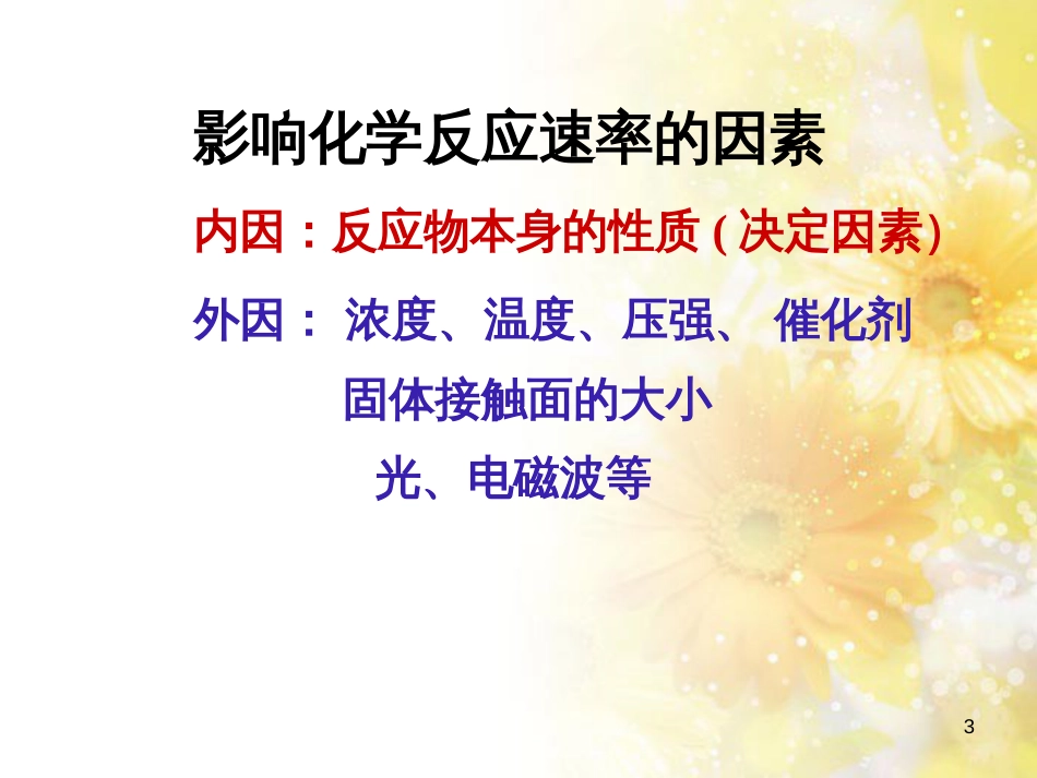 高中化学 第2章 化学反应的方向、限度与速率 2.3.2 外界条件对化学反应速率的影响课件 鲁科版选修4_第3页