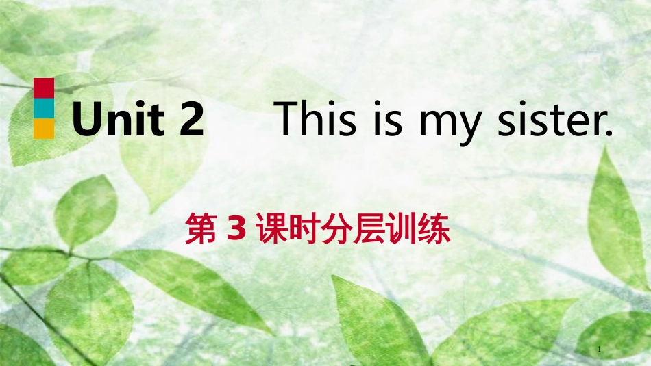 七年级英语上册 Unit 2 This is my sister（第3课时）分层训练优质课件 （新版）人教新目标版_第1页