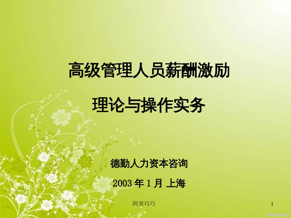 高级管理人员薪酬激励理论及操作实务(ppt 19页)_第1页