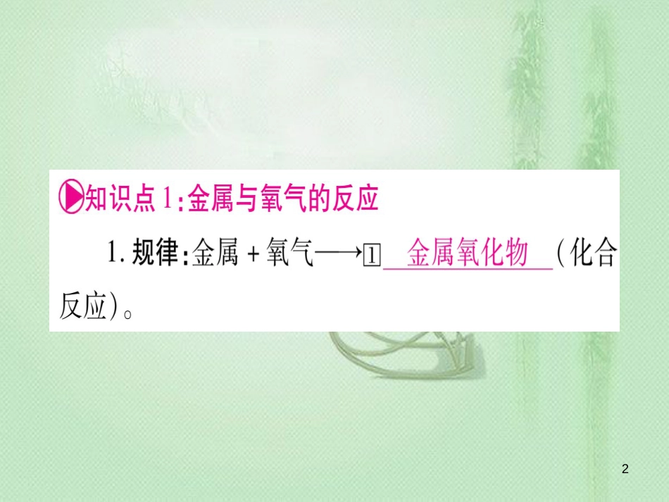 中考化学准点备考复习 第一部分 教材系统复习 第8讲 金属和金属材料 第2课时 金属的化学性质优质课件 新人教版_第2页