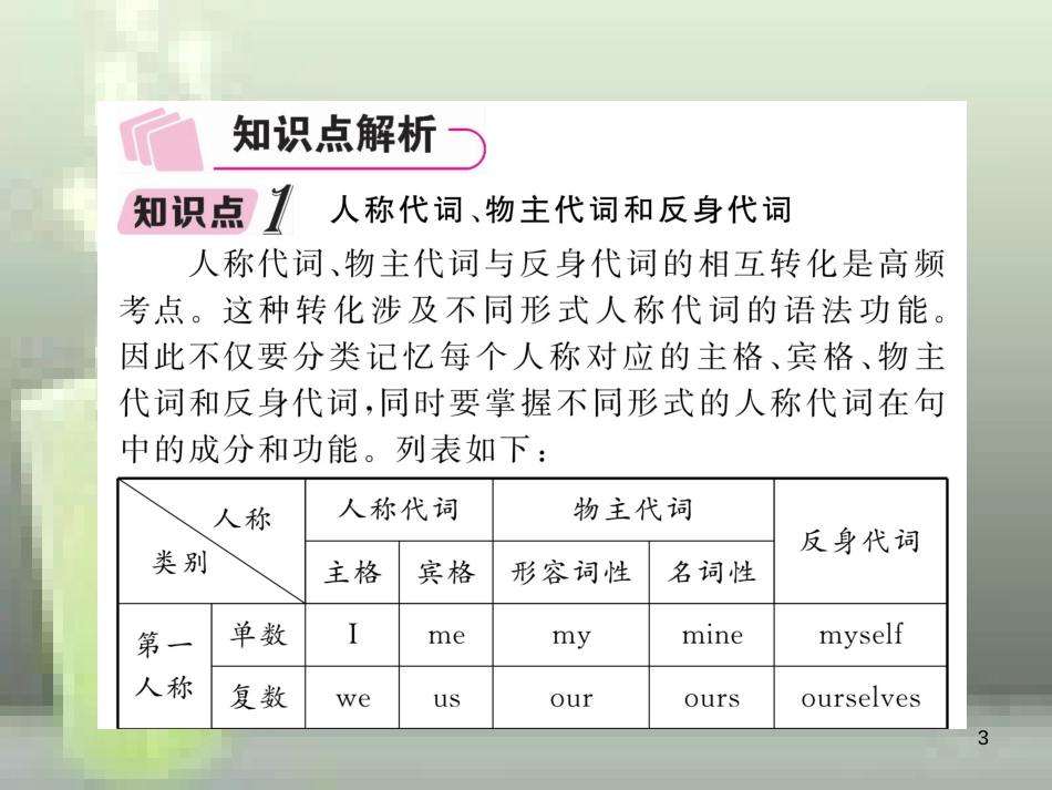 中考英语特训总复习 第二部分 语法专题突破篇 第24课时 代词和数词 一 代词（精讲）优质课件_第3页