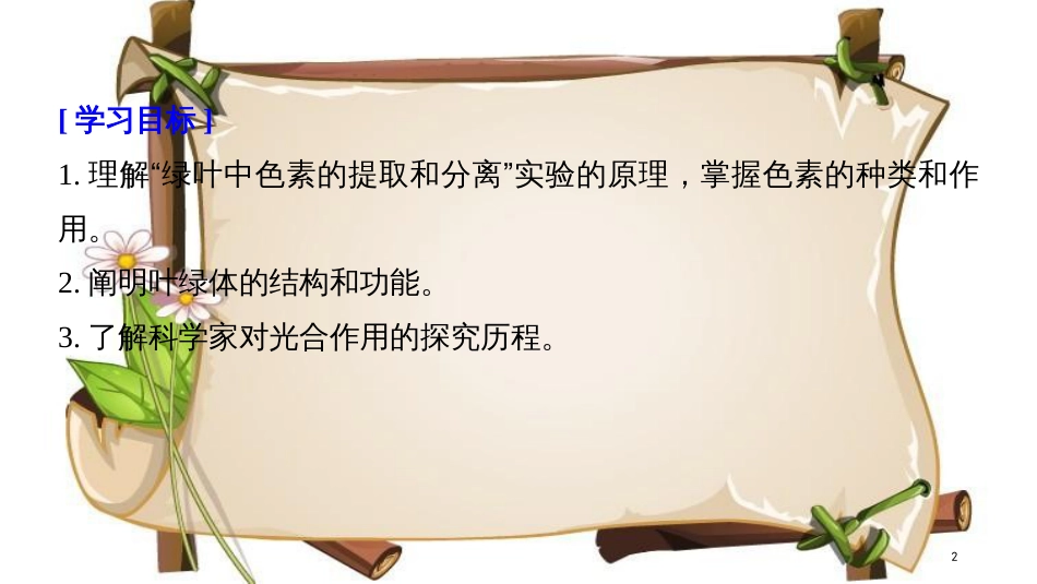 （全国通用版）高中生物 第五章 细胞的能量供应和利用 第4节 第1课时 捕获光能的色素和结构、光合作用的探究历程课件 新人教版必修1_第2页