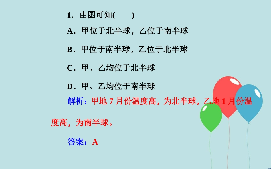 高中地理学业水平测试复习 专题二 自然环境中的物质运动和能量交换 考点4 全球气压带、风带的分布、移动规律及其对气候的影响课件_第3页