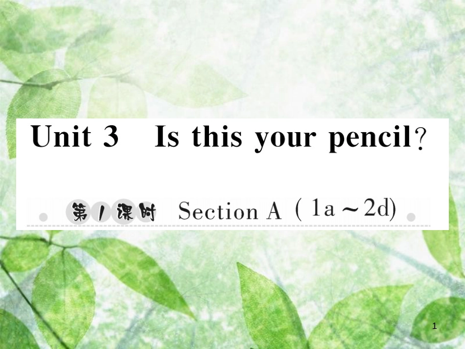 七年级英语上册 Unit 3 Is this your pencil（第1课时）Section A（1a-2d）习题优质课件 （新版）人教新目标版_第1页