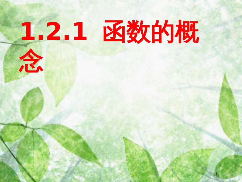 陕西省府谷县高中数学 第一章 集合与函数概念 1.2 函数及其表示 1.2.1 函数的概念课件 新人教A版必修1_第1页