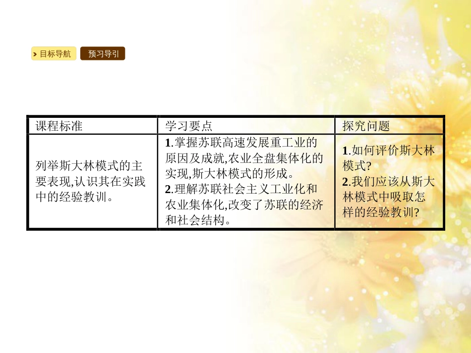 高中历史 专题七 苏联社会主义建设的经验与教训 7.2 斯大林模式的社会主义建设道路课件 人民版必修2_第2页