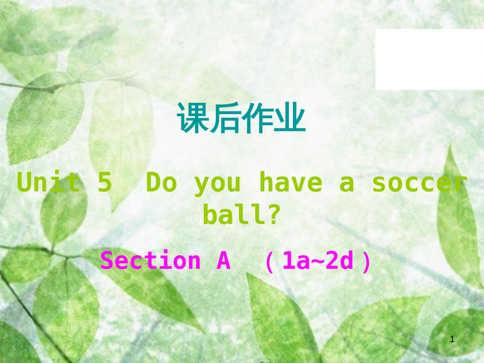 七年级英语上册 Unit 5 Do you have a soccer ball课后作业优质课件 （新版）人教新目标版_第1页