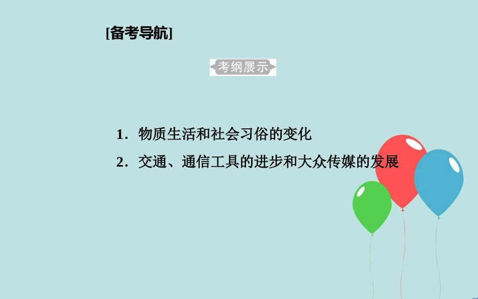 高中历史学业水平测试复习 专题十五 第二次世界大战后世界经济的全球化趋势 考点1 物质生活和社会习俗的变化课件_第2页