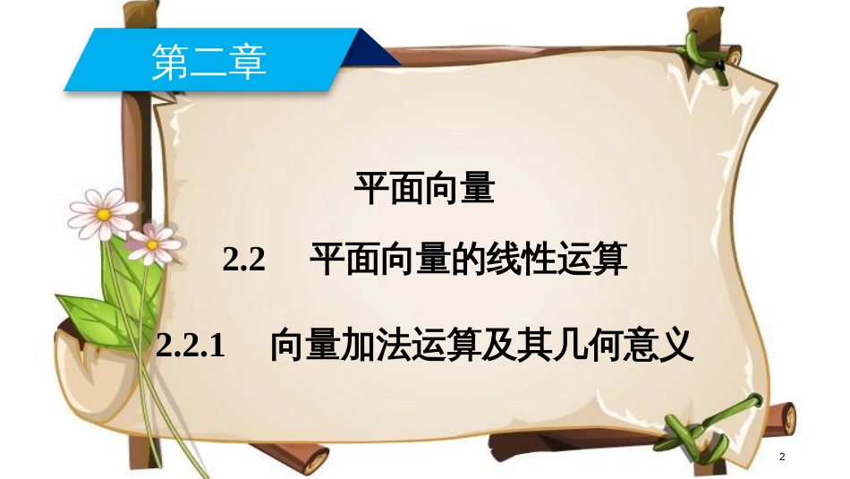 （全国通用版）高中数学 第二章 平面向量 2.2 平面向量的线性运算 2.2.1 向量加法运算及其几何意义课件 新人教A版必修4_第2页