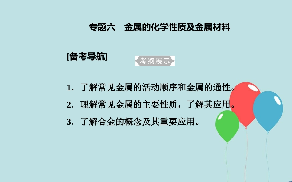 高中化学学业水平测试复习 第三章 金属及其化合物 专题六 金属的化学性质及金属材料 考点1 金属的常见性质合金课件课件_第2页