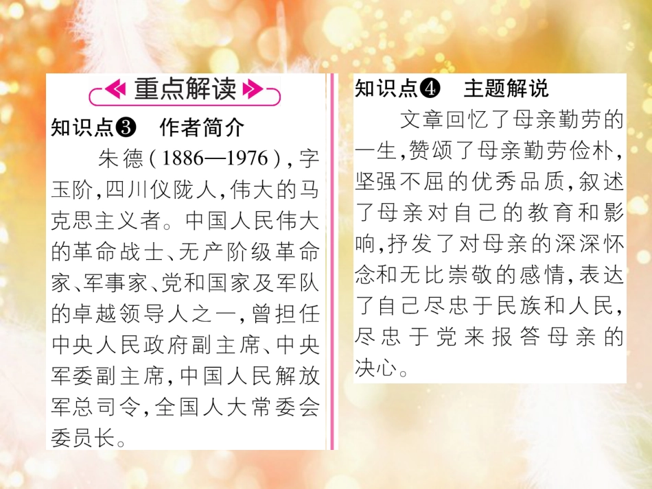 （遵义专版）八年级语文上册 第二单元 6 回忆我的母亲作业课件 新人教版_第3页