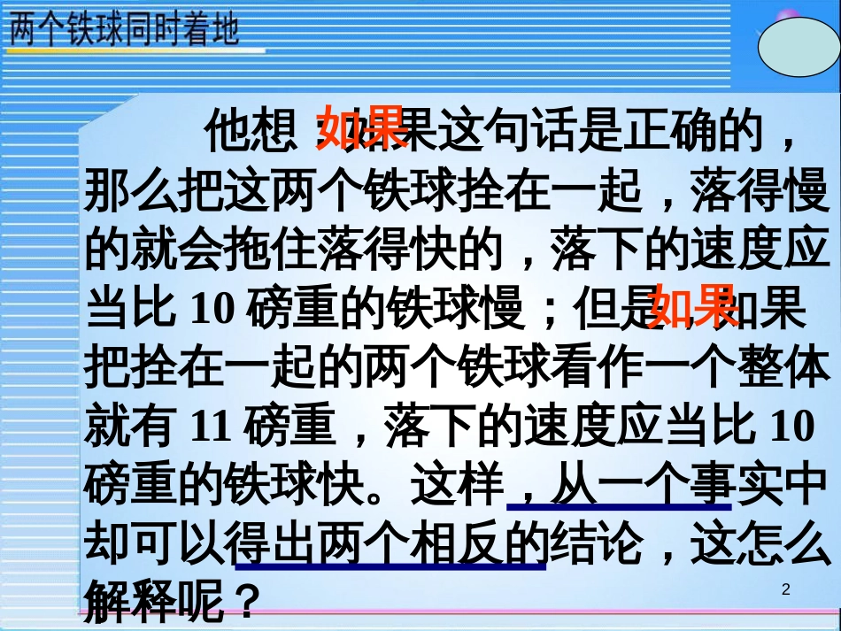 四年级语文上册 9.2 两个铁球同时着地课件2 长春版_第2页