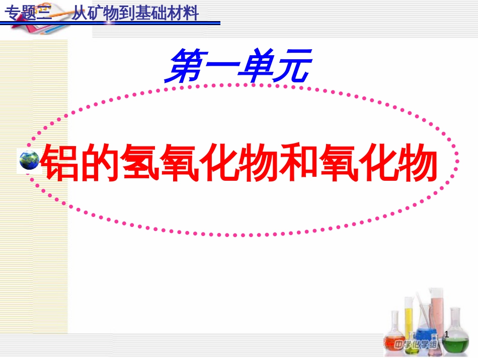 高中化学 专题3 从矿物到基础材料 3.1 铝的氢氧化物和氧化物课件 苏教版必修1_第1页