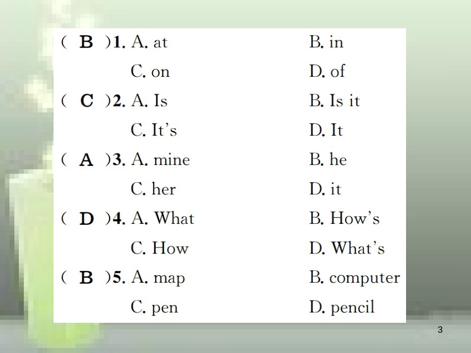 七年级英语上册 Unit 3 Is this your pencil话题阅读训练优质课件 （新版）人教新目标版_第3页