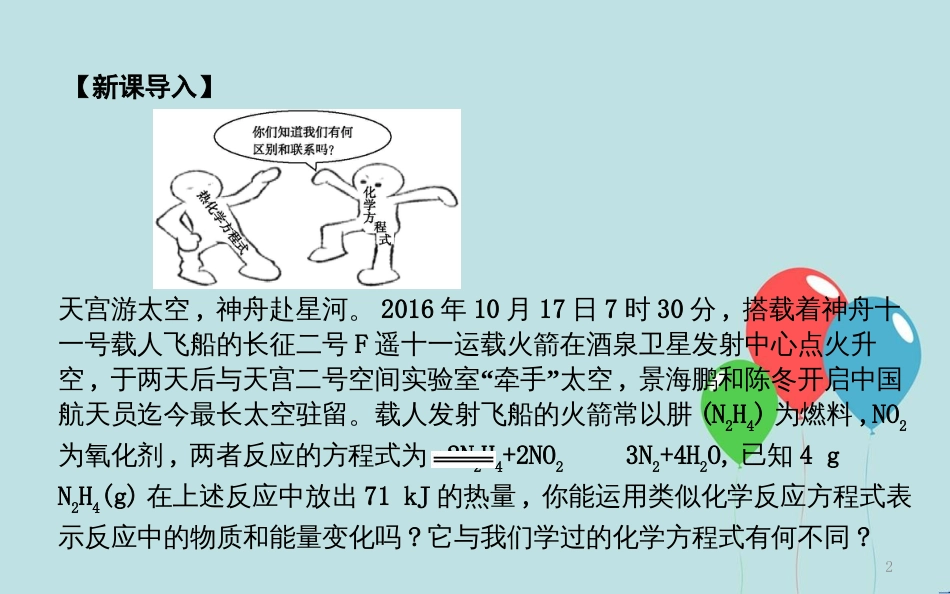 高中化学 第一章 化学反应与能量 第一节 化学反应与能量的变化 第2课时 热化学方程式课件 新人教版选修4_第2页