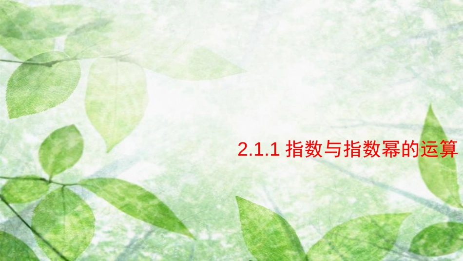 陕西省府谷县高中数学 第二章 基本初等函数（Ⅰ）2.1 指数函数 2.1.1 指数与指数幂的运算课件 新人教A版必修1_第1页