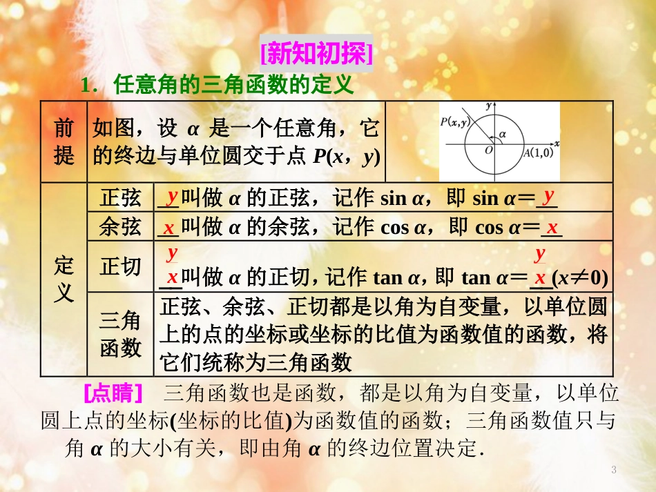 （浙江专版）高中数学 第一章 三角函数 1.2.1 第一课时 三角函数的定义与公式一课件 新人教A版必修4_第3页