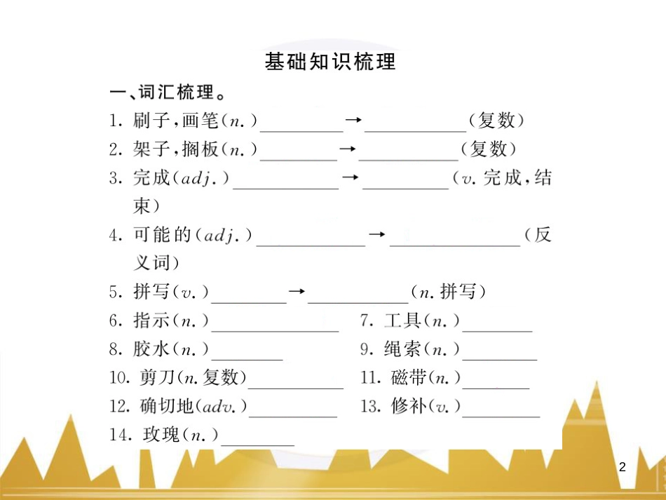 九年级英语上册 Module 11 Photos基础梳理课件 （新版）外研版 (835)_第2页