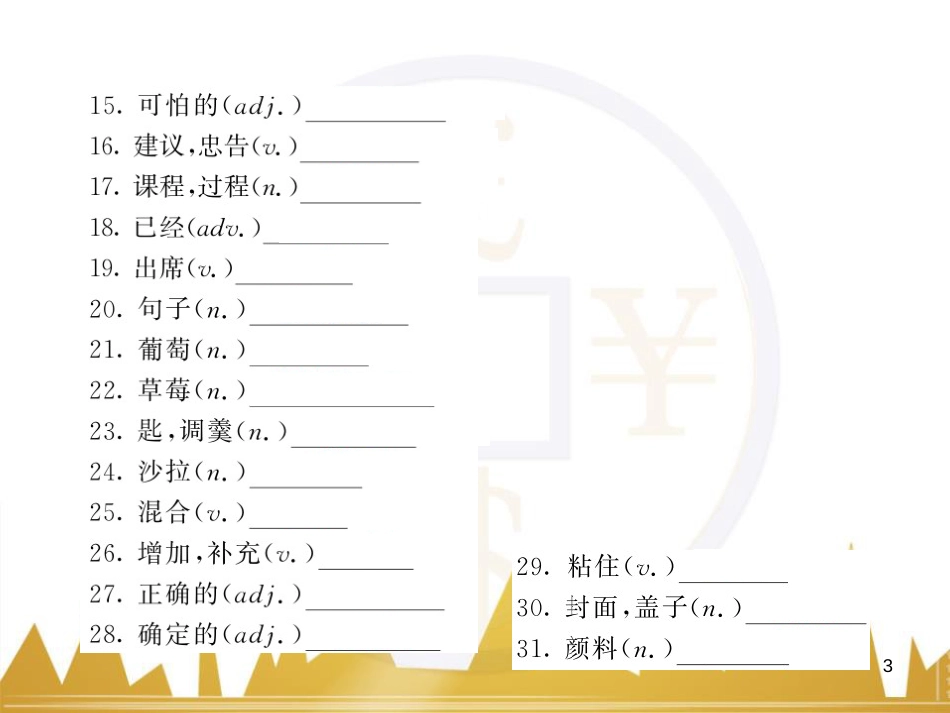 九年级英语上册 Module 11 Photos基础梳理课件 （新版）外研版 (835)_第3页