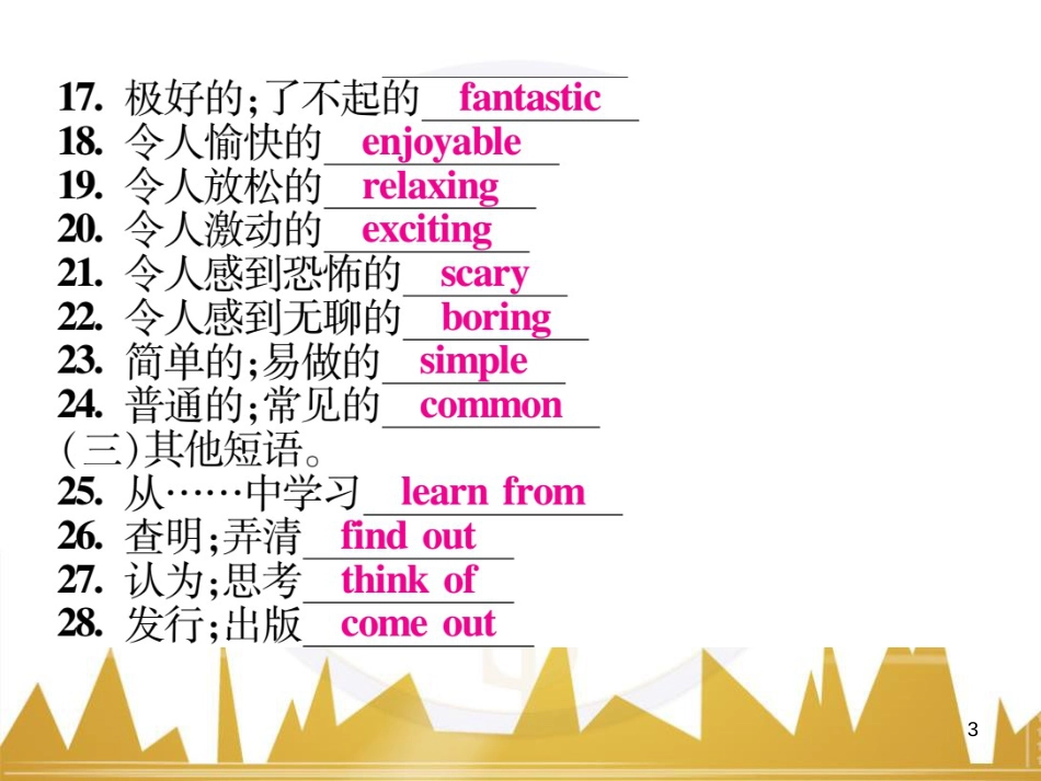 九年级英语上册 Module 11 Photos基础梳理课件 （新版）外研版 (873)_第3页