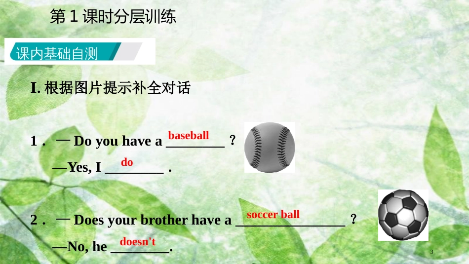 七年级英语上册 Unit 5 Do you have a soccer ball（第1课时）分层训练优质课件 （新版）人教新目标版_第3页