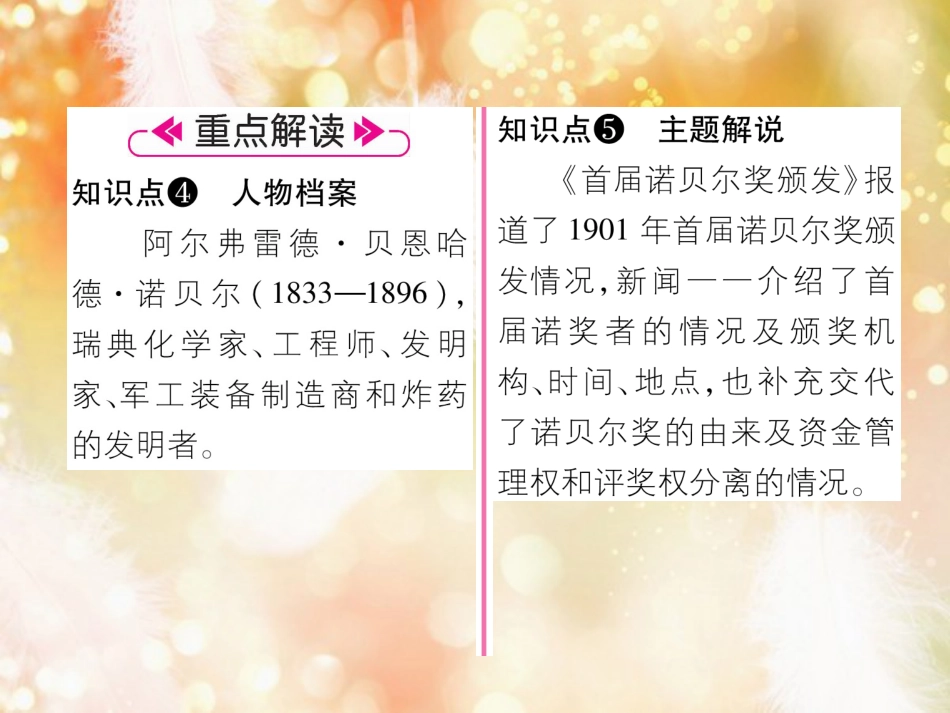 （遵义专版）八年级语文上册 第一单元 2 首届诺贝尔奖颁发作业课件 新人教版_第3页