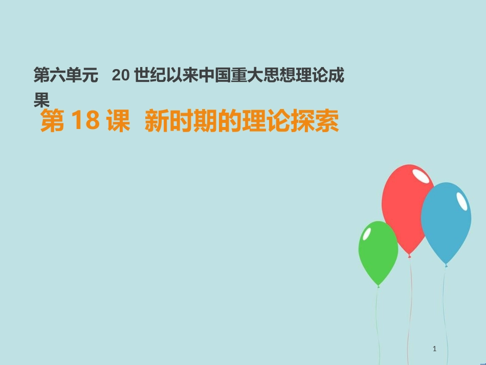 高中历史 第六单元 20世纪以来中国重大思想理论成果 第18课 新时期的理论探索课件2 新人教版必修3_第1页