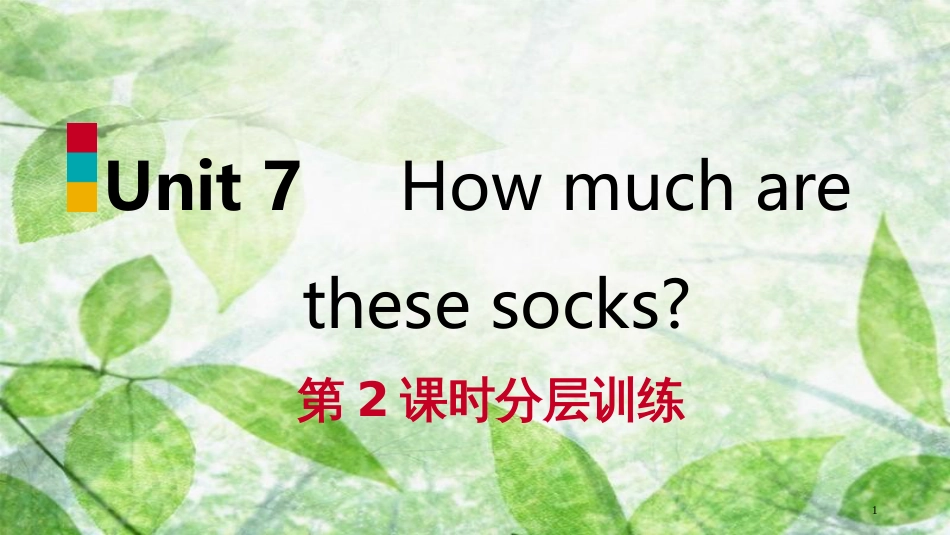 七年级英语上册 Unit 7 How much are these socks（第2课时）分层训练优质课件 （新版）人教新目标版_第1页