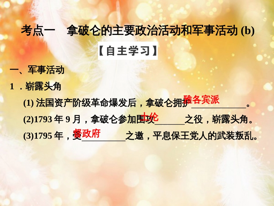 （浙江专用）高中历史 第三单元 欧美资产阶级革命时代的杰出人物 第3课时 一代雄狮拿破仑课件 新人教版选修4_第3页