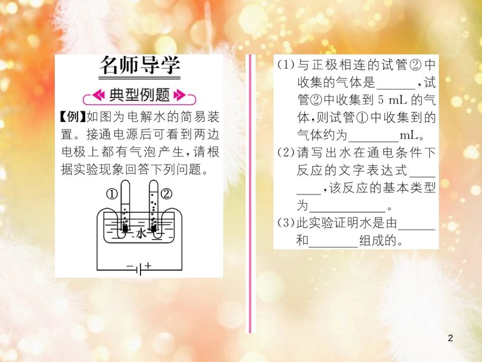 （遵义专版）九年级化学上册 第2章 身边的化学物质 第3节 自然界中的水 第1课时 水的组成习题课件 沪教版_第2页