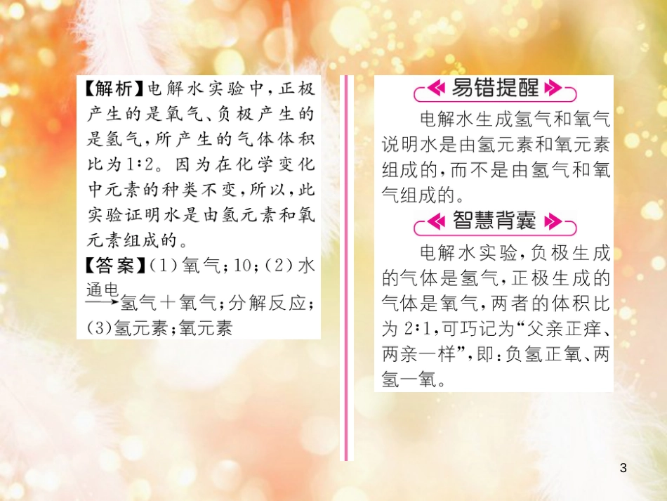 （遵义专版）九年级化学上册 第2章 身边的化学物质 第3节 自然界中的水 第1课时 水的组成习题课件 沪教版_第3页