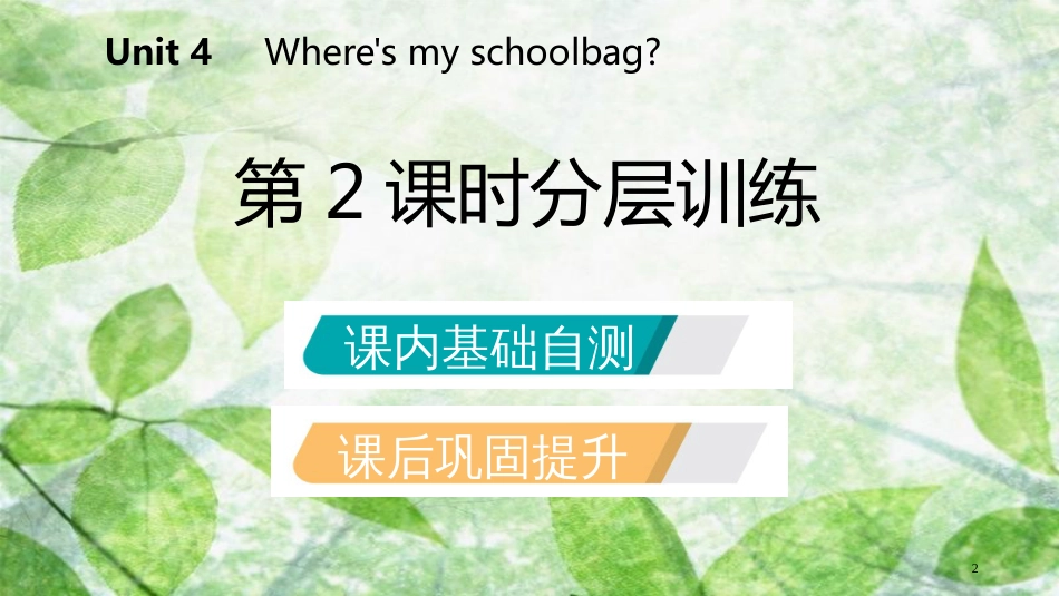 七年级英语上册 Unit 4 Where’s my schoolbag（第2课时）分层训练优质课件 （新版）人教新目标版_第2页